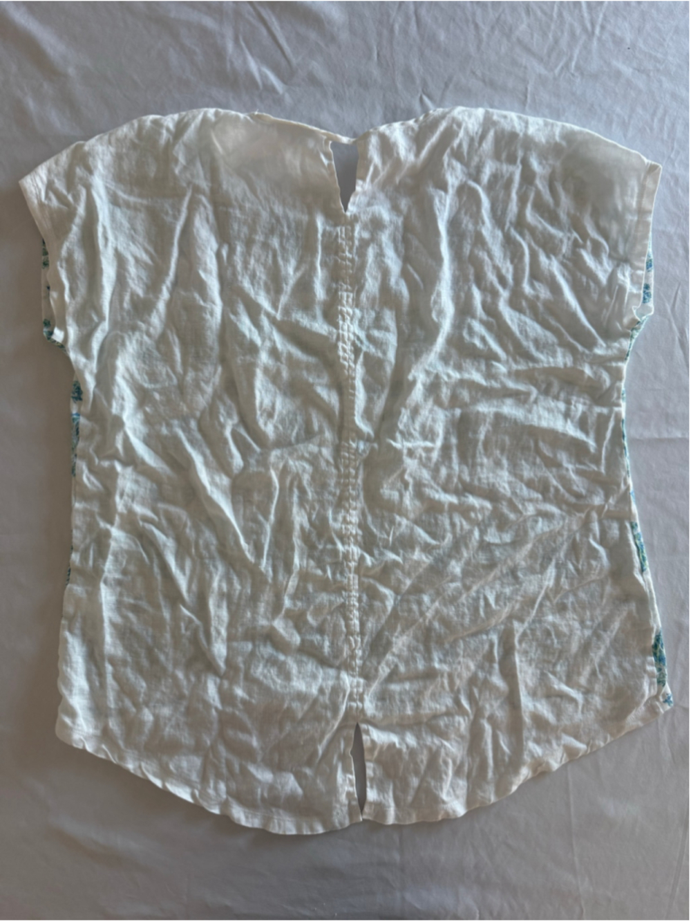 Women's J.Jill Linen Short Sleeve Tee, Size M, White and Blue Paisley - Picture 9 of 9